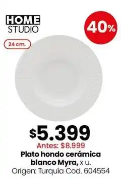 Coto Origen - plato hondo cerámica blanco myra, x u. cod. 604554 oferta
