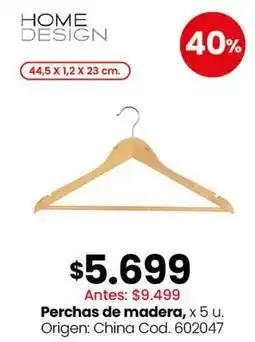 Coto Origen - perchas de madera, x 5 u. cod. 602047 oferta