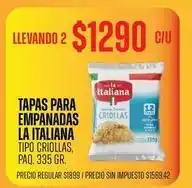 Supermercados Vea La italiana - tapas para empanadas tipo criollas oferta