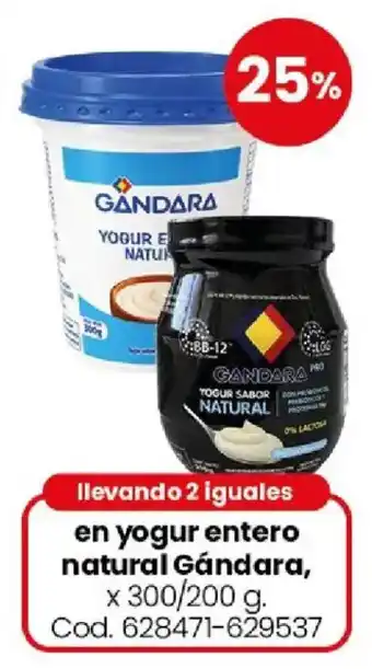 Gándara yogur entero natural