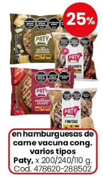 Coto Paty hamburguesas de carne vacuna cong. oferta