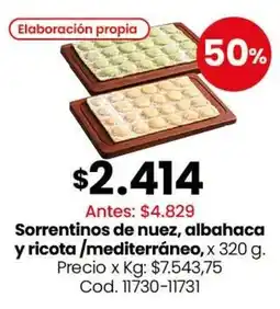 Coto Sorrentinos de nuez, albahaca y ricota / mediterráneo oferta