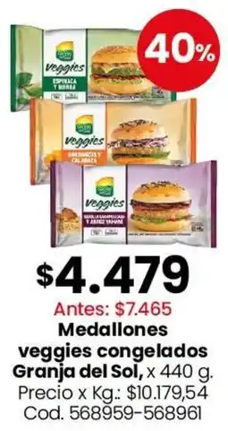 Coto Veggies medallones congelados oferta