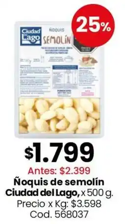Coto Ciudad del Lago ñoquis de semolín oferta