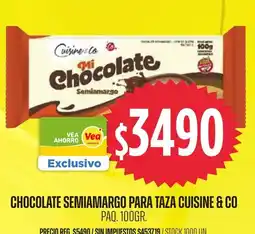 Supermercados Vea Cuisine & Co mi chocolate semiamargo oferta