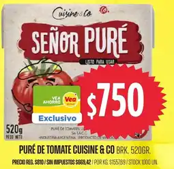 Supermercados Vea Cuisine & Co señor puré oferta
