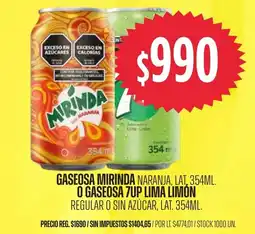 Supermercados Vea Mirinda gaseosa naranja o gaseosa 7up lima limón oferta