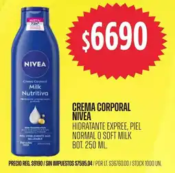 Supermercados Vea Nivea crema corporal milk nutritiva oferta