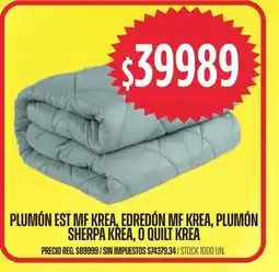 Supermercados Vea Mf krea plumón est, edredón mf krea, plumón sherpa krea, o quilt krea oferta