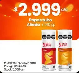 Changomas Aliada papas tubo oferta