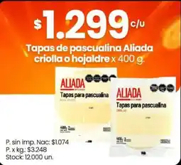Changomas Aliada tapas para pascualina criolla o hojaldre oferta