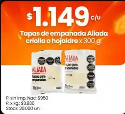 Changomas Aliada tapas de empanada criolla o hojaldr oferta
