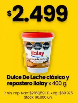 Changomas Ilolay dulce de leche clásico y repostero oferta