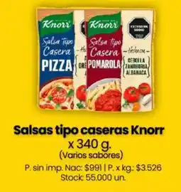 Changomas Knorr salsas tipo caseras oferta
