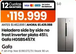 Changomas Gafa heladera side by side no frost inverter plata 451 l oferta
