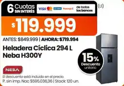 Changomas Neba heladera cíclica 294 l oferta