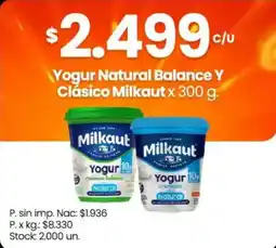 Changomas Milkaut yogur natural balance y clásico oferta