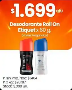 Changomas Etiquet desodorante roll on oferta