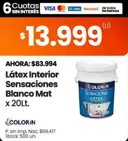 Changomas Colorin latex interior sensaciones blanco mat oferta
