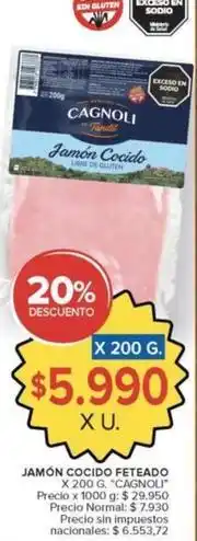 Carrefour Market Cagnoli - jamón cocido feteado oferta
