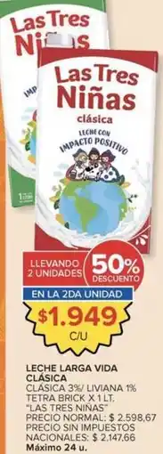 Carrefour Market Las tres niñas - leche larga vida clásica oferta