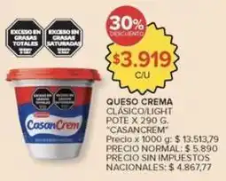 Carrefour Market Casancrem - queso crema clásico/light oferta