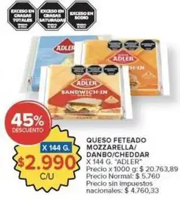Carrefour Market Adler - queso feteado mozzarella/danbo/cheddar oferta
