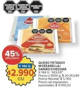 Carrefour Market Adler - queso feteado mozzarella/danbo/cheddar oferta