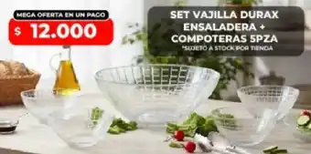 Durax set vajilla ensaladera + compoteras