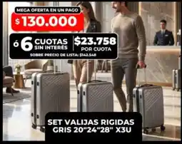 Supermayorista Vital Set valijas rigidas gris 20"24"28" x3u oferta