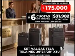 Supermayorista Vital Set valijas tela tela neg 20"24"28" x3u oferta