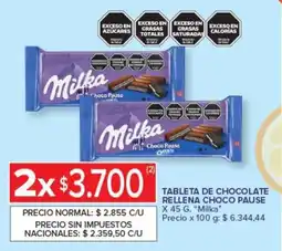 Carrefour Express Milka tableta de chocolate rellena choco pause oferta