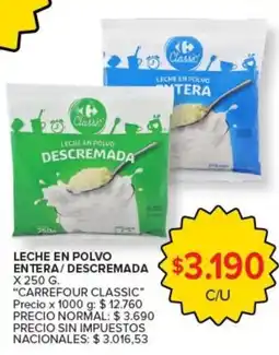 Carrefour Express Carrefour classic leche en polvo entera o descremada oferta