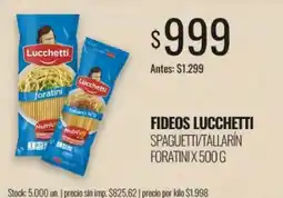 Supermercados Tadicor Lucchetti fideos spaghetti/tallarín foratini oferta