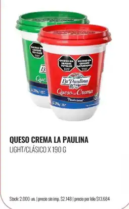 Supermercados Tadicor La paulina queso crema oferta