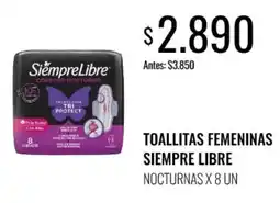 Supermercados Tadicor Siempre Libre toallitas femeninas nocturnas oferta