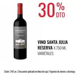 Supermercados Tadicor Santa julia vino reserva oferta