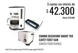 Supermercados Tadicor Smart tek combo desayuno cafet+tost+san oferta