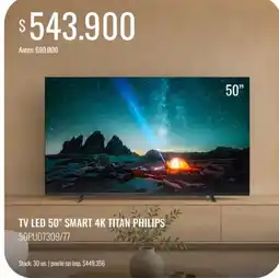 Supermercados Tadicor Philips tv led 50" smart 4k titan oferta