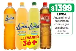 Almacor Livra agua mineral saborizada con/sin gas vs sabores oferta