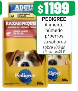 Almacor Pedigree alimento húmedo p/perros vs sabores oferta