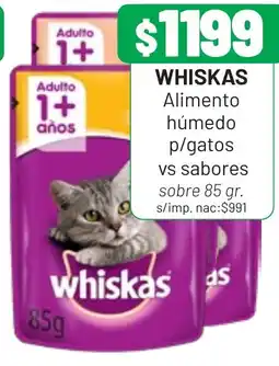 Almacor Whiskas alimento húmedo p/gatos vs sabores oferta