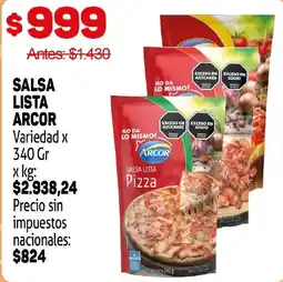Makro Arcor salsa lista pizza oferta