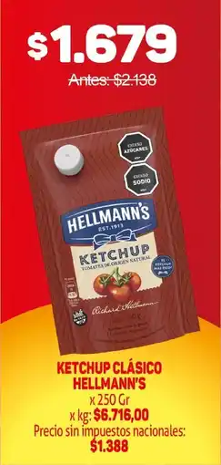 Makro Hellmann's ketchup clásico oferta