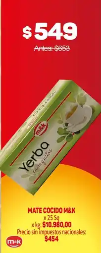 Makro M&K yerba en saquitos oferta