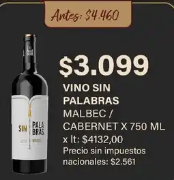 Makro Sin palabras vino malbec / cabernet oferta