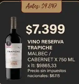 Makro Trapiche vino reserva malbec / cabernet oferta