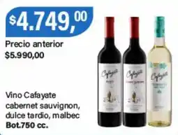 Supermercados Damesco Cafayate vino cabernet sauvignon, dulce tardio, malbec oferta