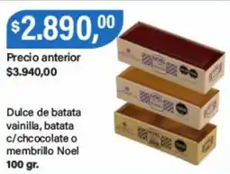 Supermercados Damesco Noel dulce de batata vainilla, batata c/chocolate o membrillo oferta