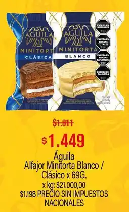 Makro Águila alfajor minitorta blanco / clásico oferta